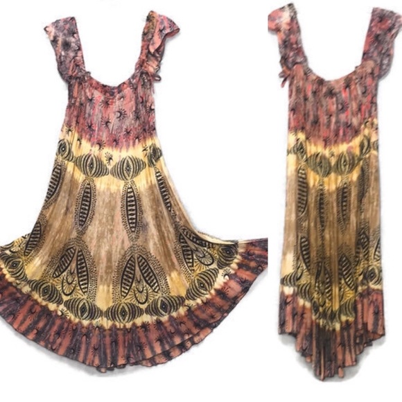 Lady Cactus Dresses & Skirts - Tie Dye Sundress. BOHO Tibal Moon pattern. hippie